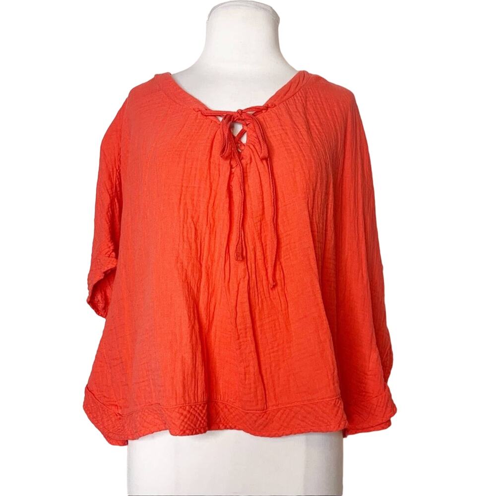 Xirena the Roxy cotton gauze lace up caftan sleeve top sz S oversized
